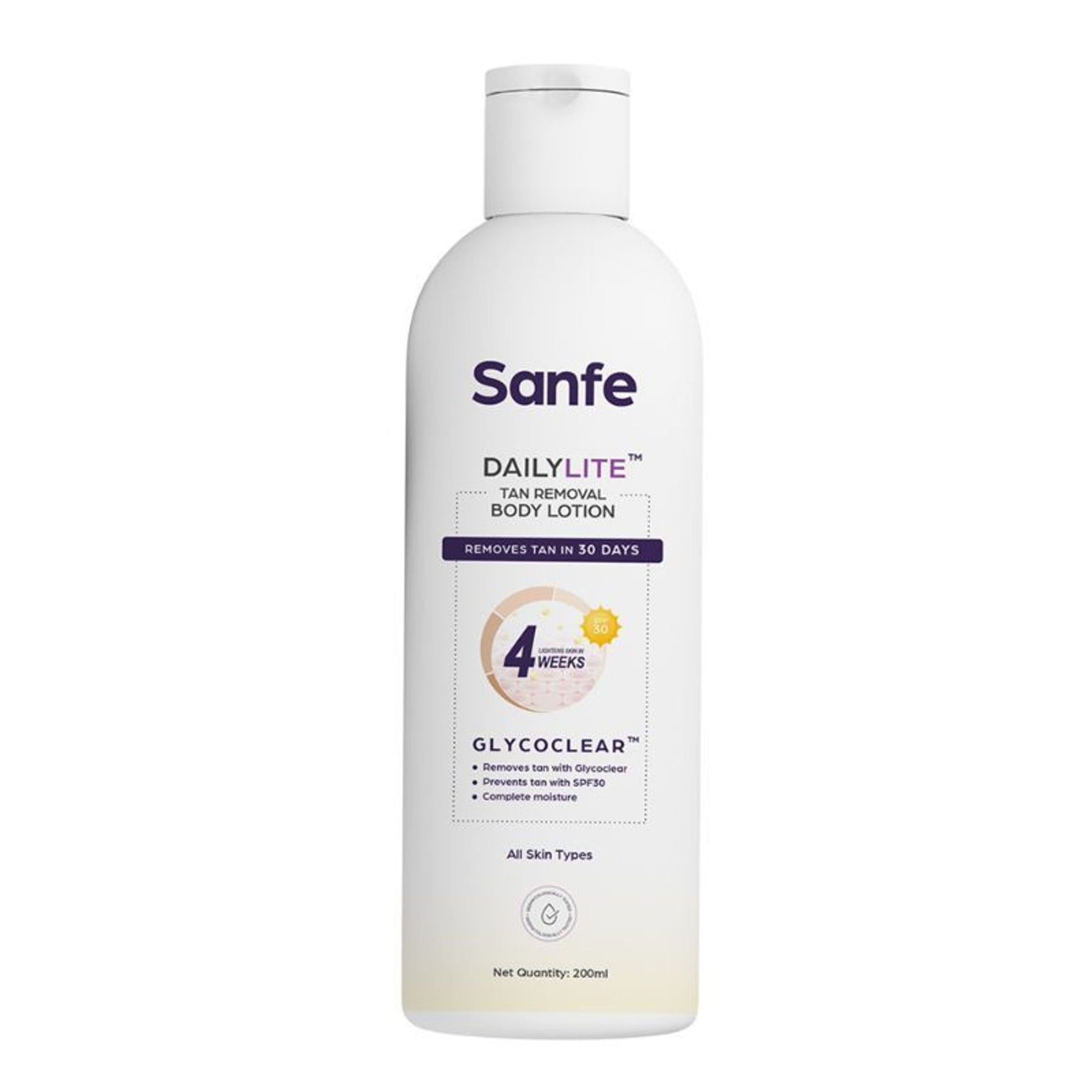Sanfe Dailylite Tan Removal Body Lotion For Women Remove Tan With SPF 30 Body Moisturizer Cream