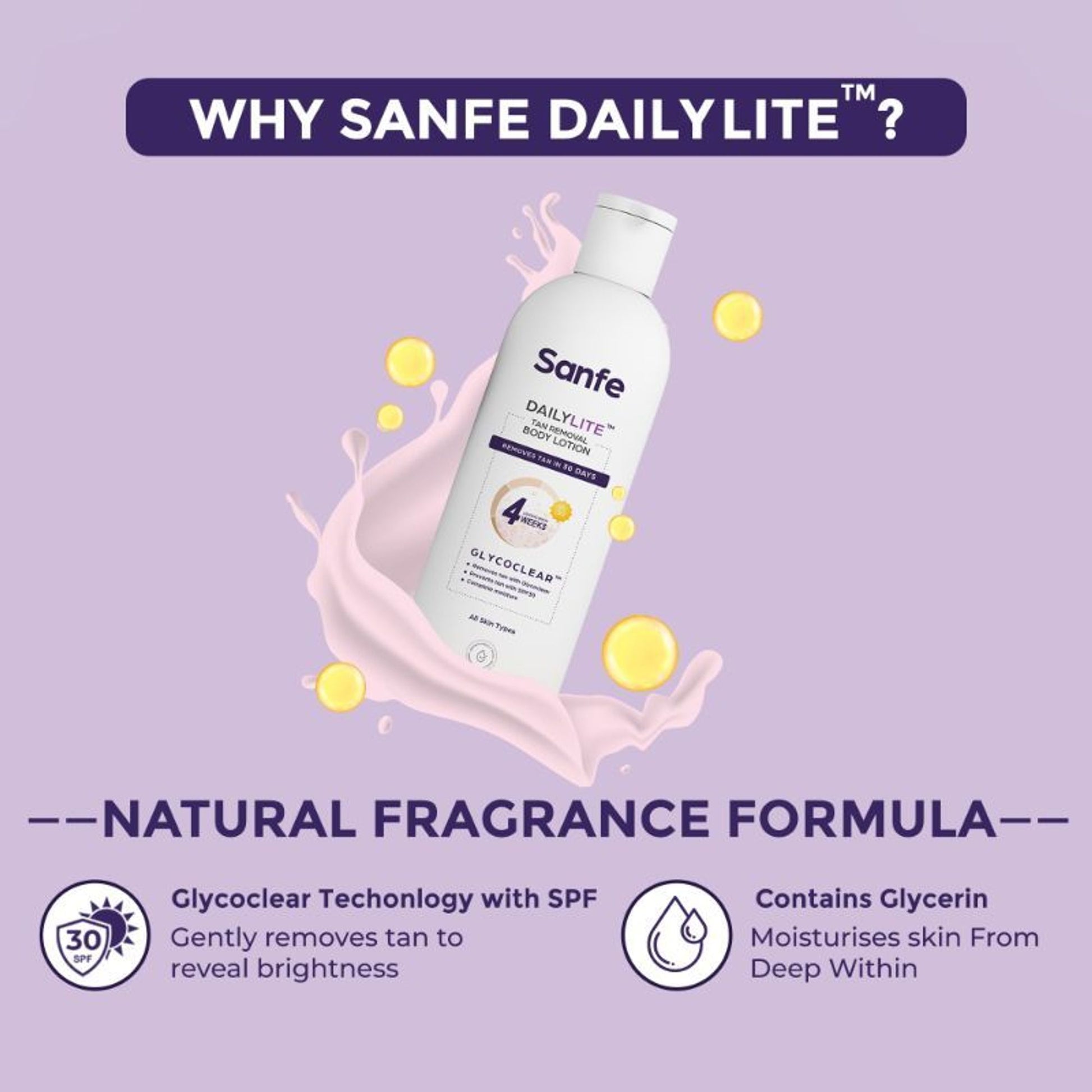 Sanfe Dailylite Tan Removal Body Lotion For Women Remove Tan With SPF 30 Body Moisturizer Cream
