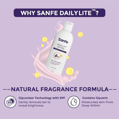 Sanfe Dailylite Tan Removal Body Lotion For Women Remove Tan With SPF 30 Body Moisturizer Cream