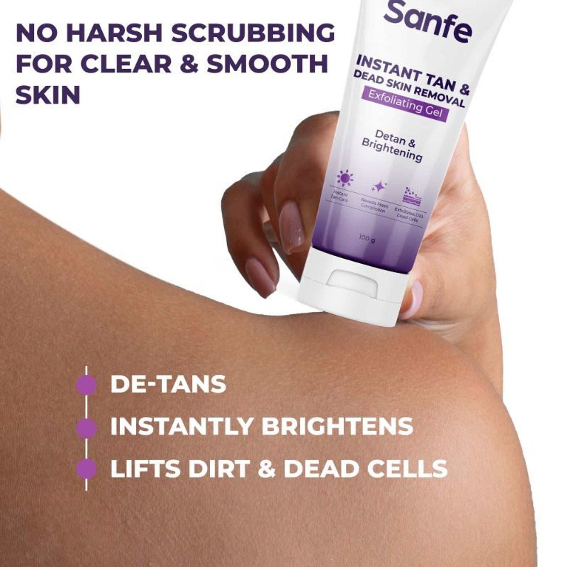 Sanfe Instant Tan & Dead Skin Removal Exfoliating Gel, Removes Dead Skin Body Scrub AHA Exfoliation