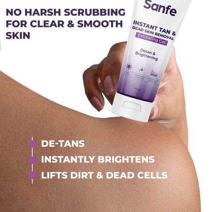 Sanfe Instant Tan & Dead Skin Removal Exfoliating Gel, Removes Dead Skin Body Scrub AHA Exfoliation