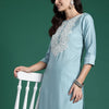 Dhiyona IE Women Ethnic Motifs Yoke Design Regular Thread Work Kurta with Trousers