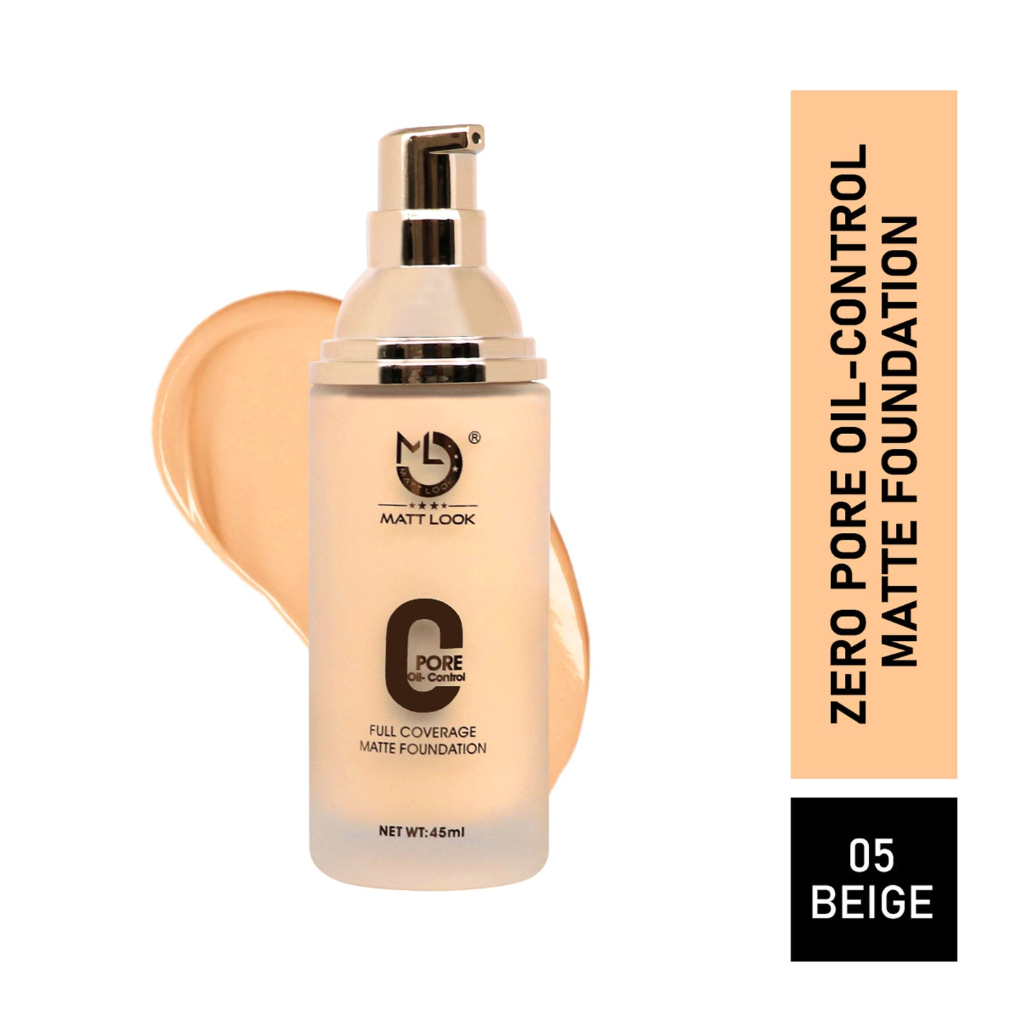 Matt look Zero Pore Oil Control Full Coverage Matte Foundation - Beige
