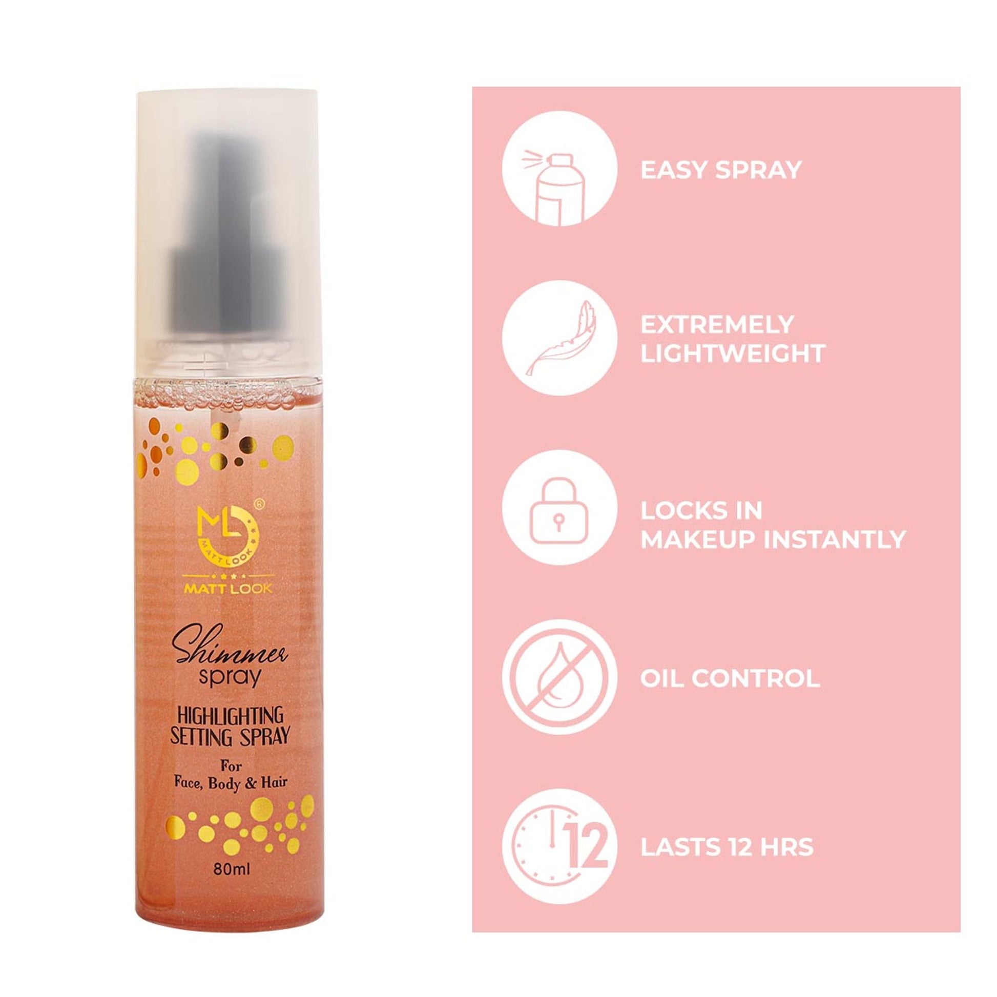 Matt look Shimmer Highlighting Setting Spray - Rose Gold 003