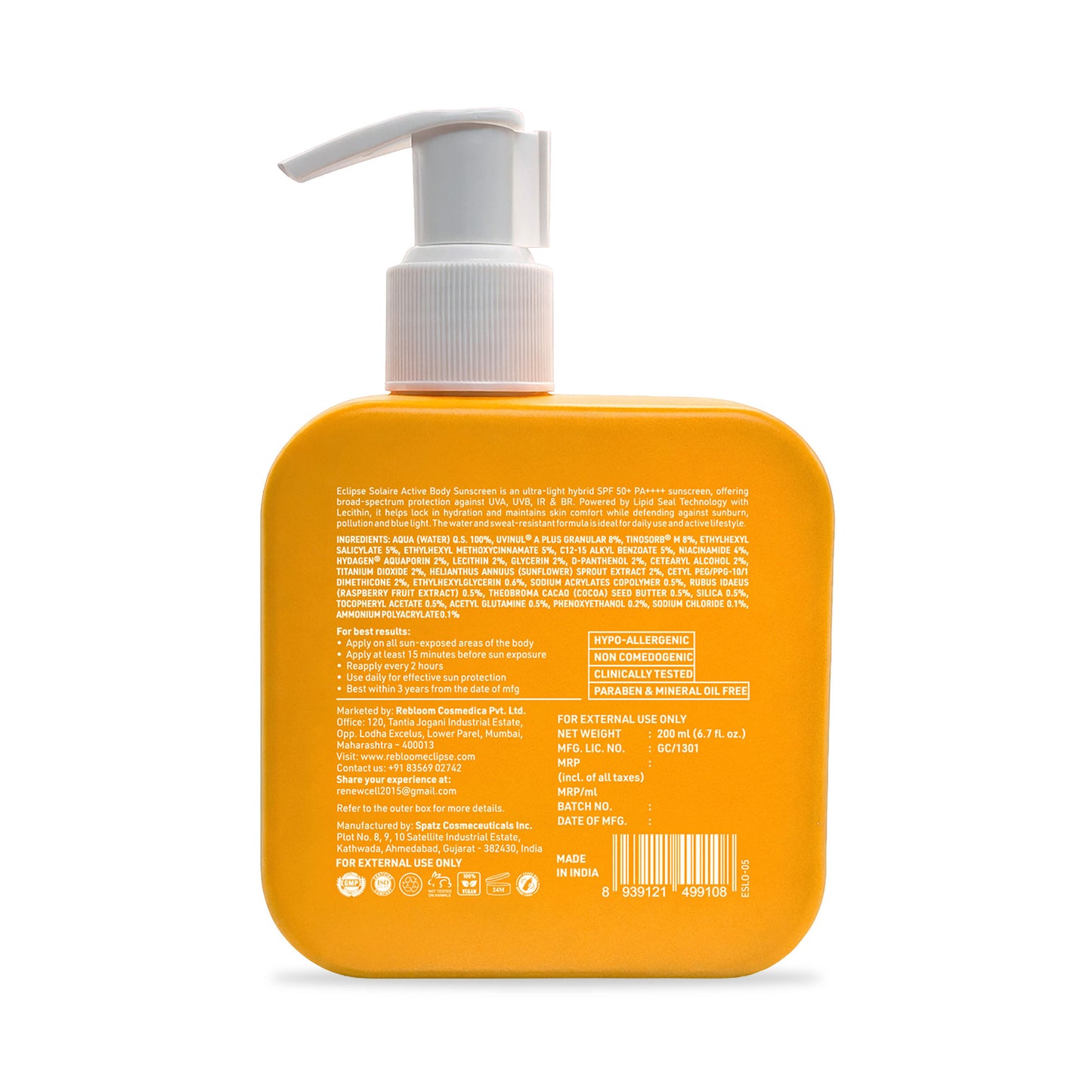Eclipse Solaire Active Body Sunscreen SPF 50+ PA++++