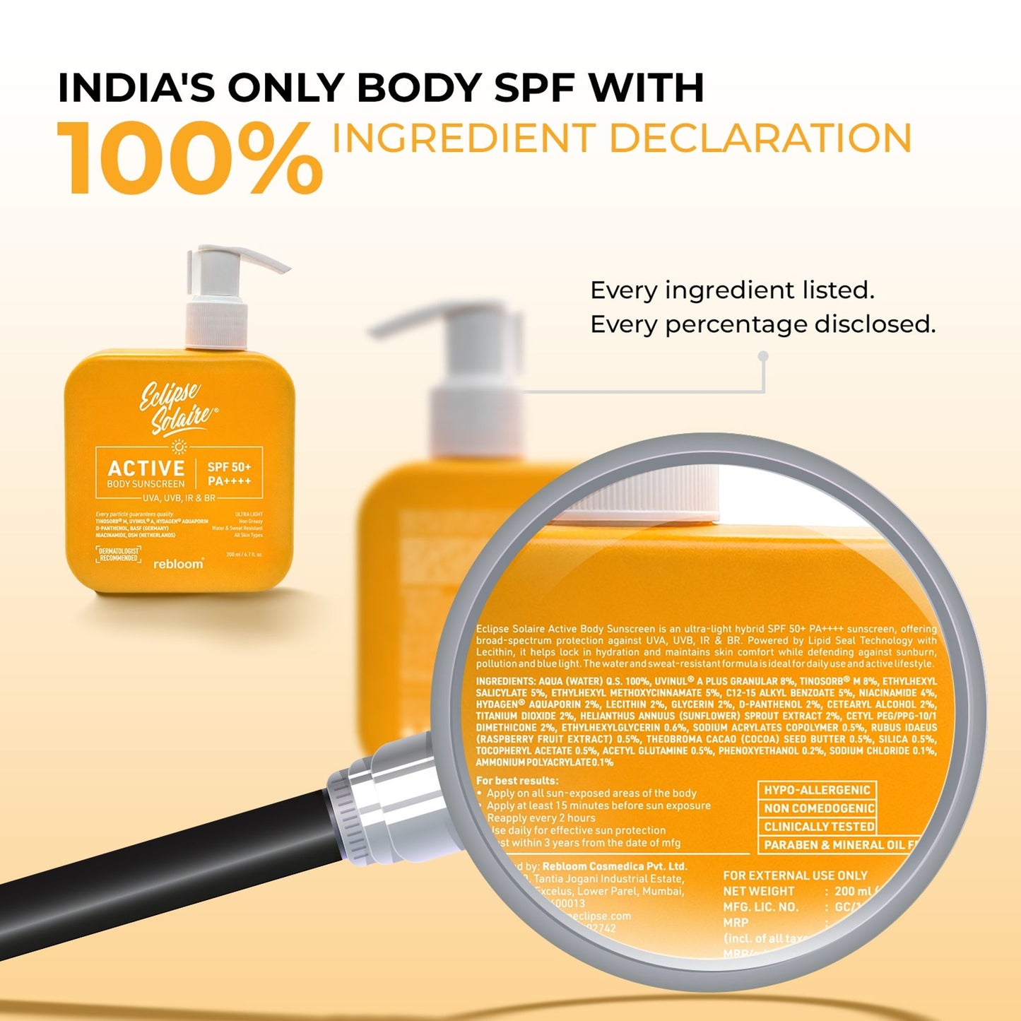 Eclipse Solaire Active Body Sunscreen SPF 50+ PA++++
