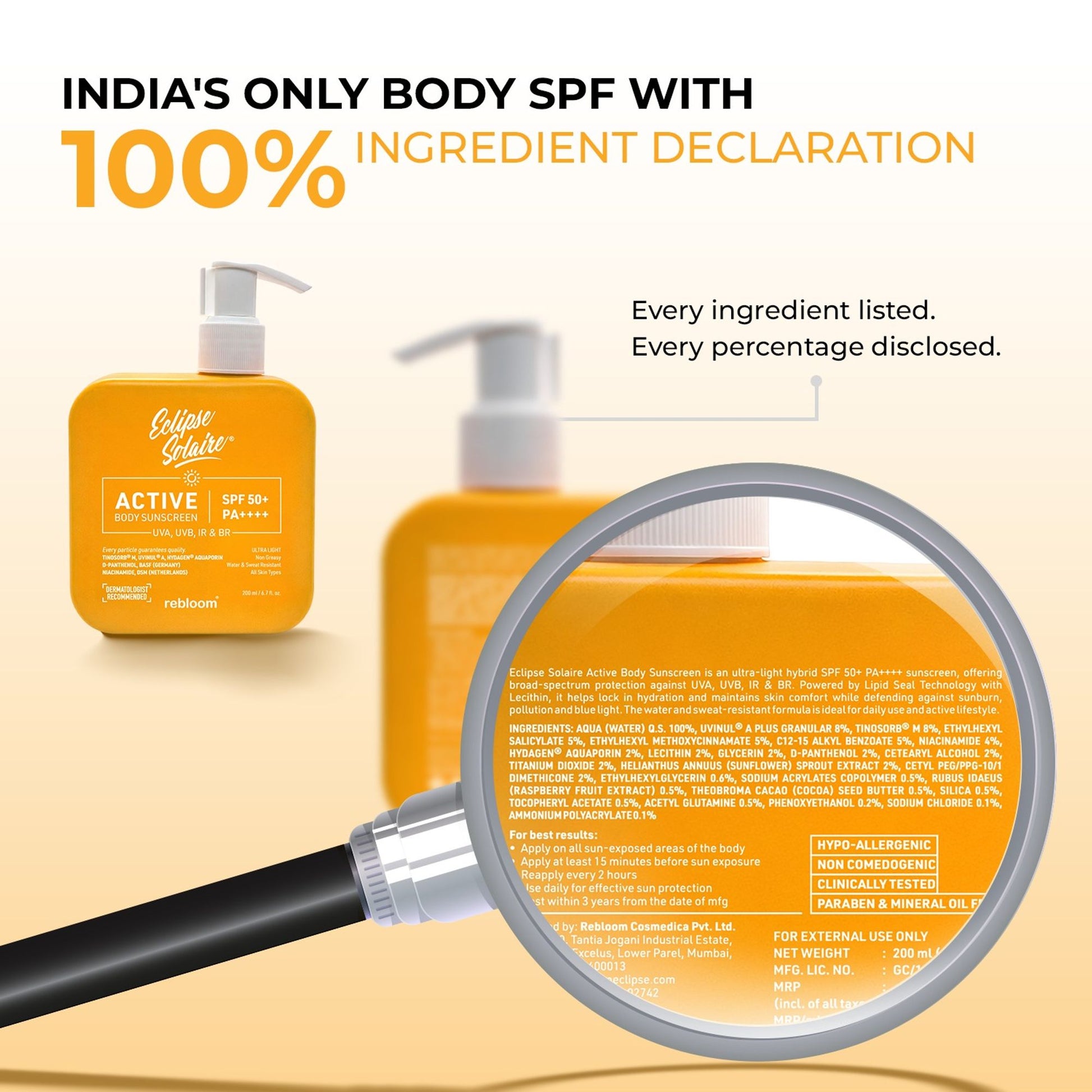 Eclipse Solaire Active Body Sunscreen SPF 50+ PA++++