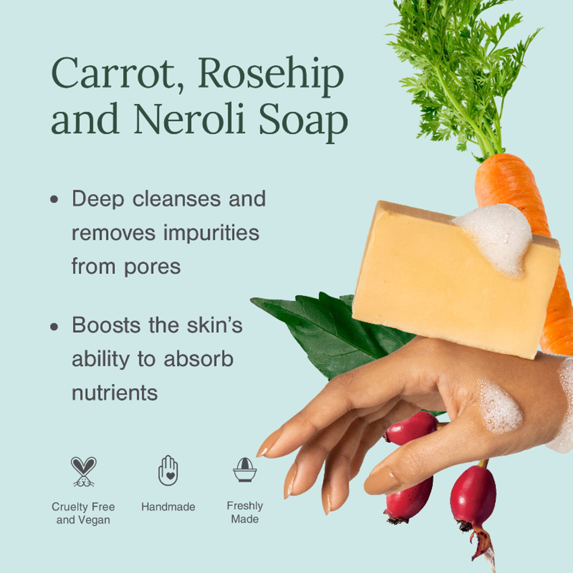 Juicy Chemistry Ultra Moisturising & Luxury Organic Soap Fortified with Carrot + Rosehip
