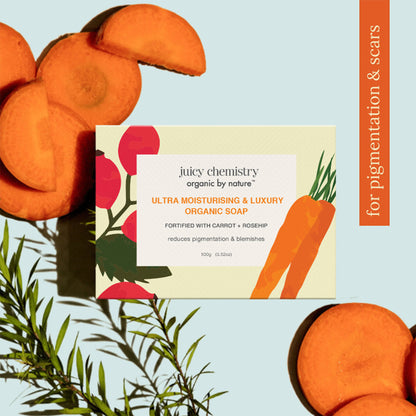 Juicy Chemistry Ultra Moisturising & Luxury Organic Soap Fortified with Carrot + Rosehip
