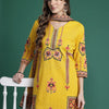 Dhiyona IE Ethnic Motifs Printed Mirror Work Pure Cotton Kurta with Trousers & With Dupatta