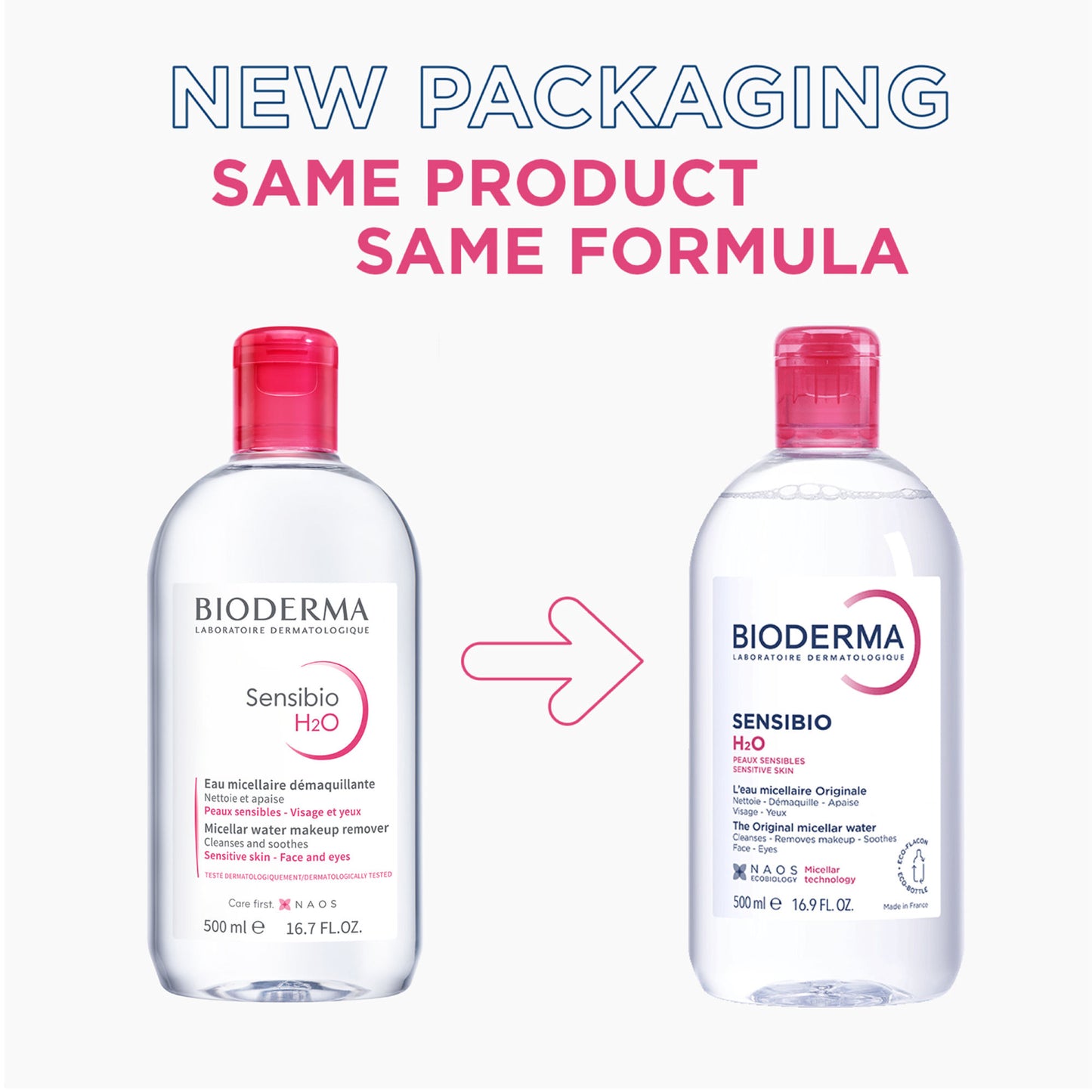 Bioderma Dermatological Micellar Water Sensibio H2O - Gently Removes Makeup Prevents Clogged Pores