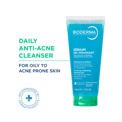 Bioderma Cleanser - Sebium Gel Moussant - Acne Defence Cleanser For Oily Acne Prone Skin