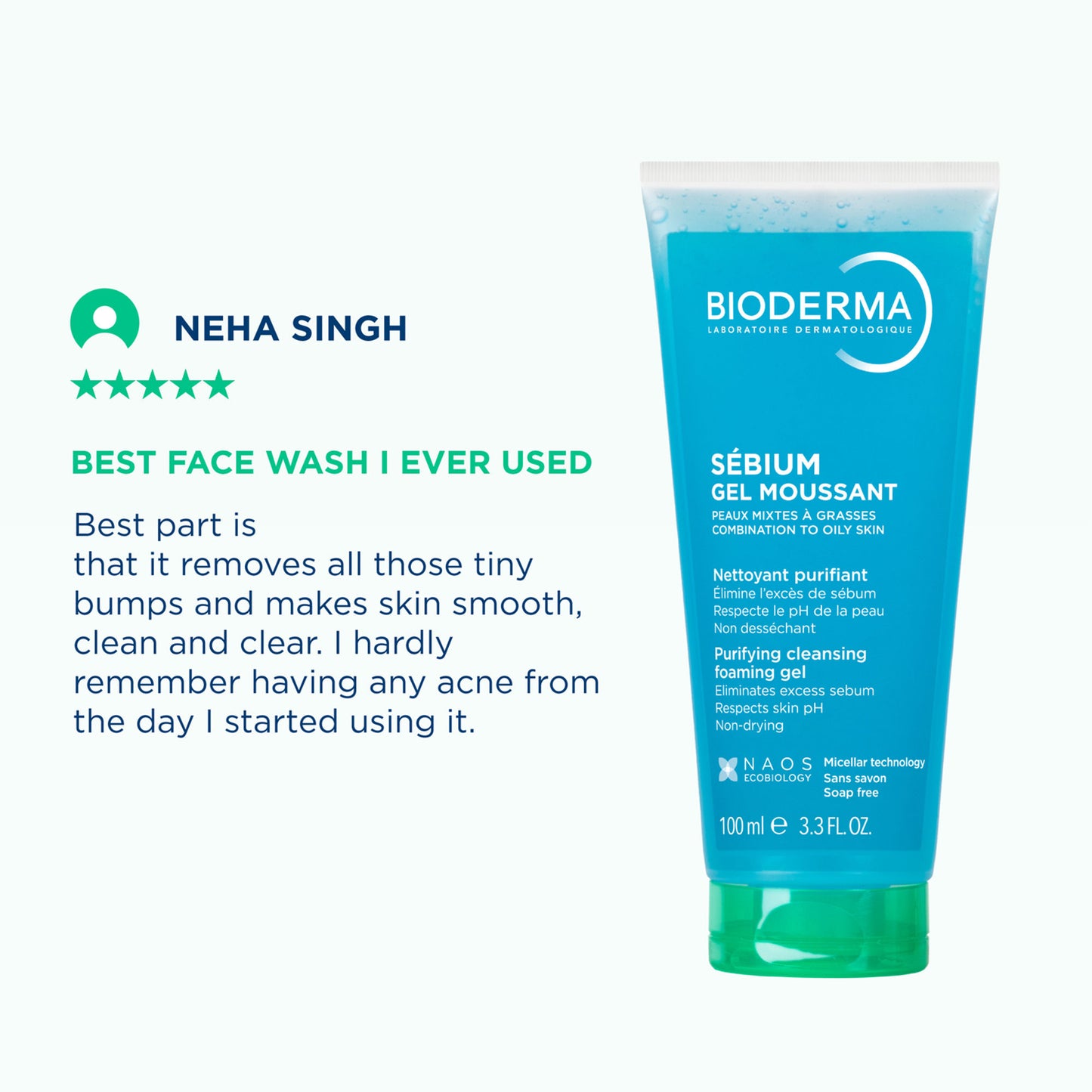 Bioderma Cleanser - Sebium Gel Moussant - Acne Defence Cleanser For Oily Acne Prone Skin
