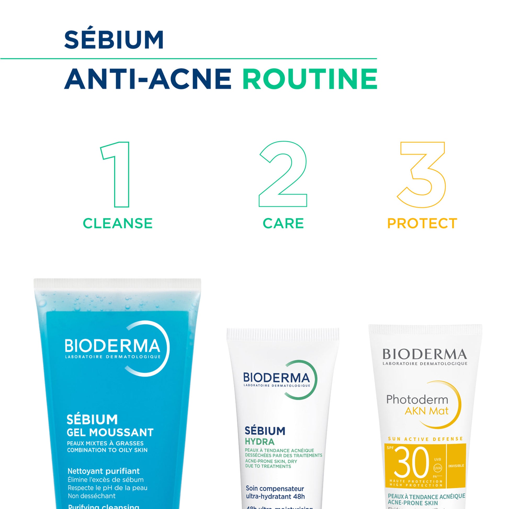 Bioderma Cleanser - Sebium Gel Moussant - Acne Defence Cleanser For Oily Acne Prone Skin
