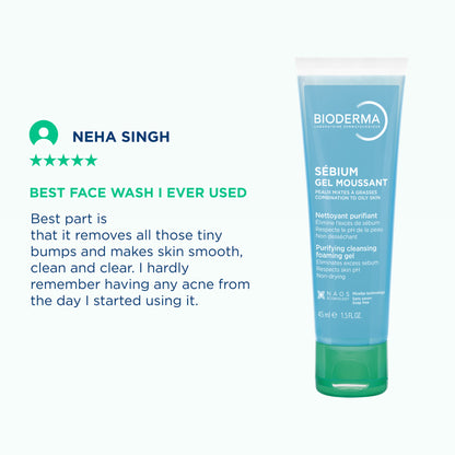Bioderma Cleanser - Sebium Gel Moussant - Acne Defence Cleanser For Oily Acne Prone Skin