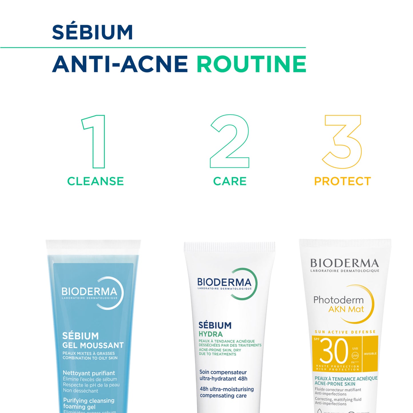 Bioderma Cleanser - Sebium Gel Moussant - Acne Defence Cleanser For Oily Acne Prone Skin