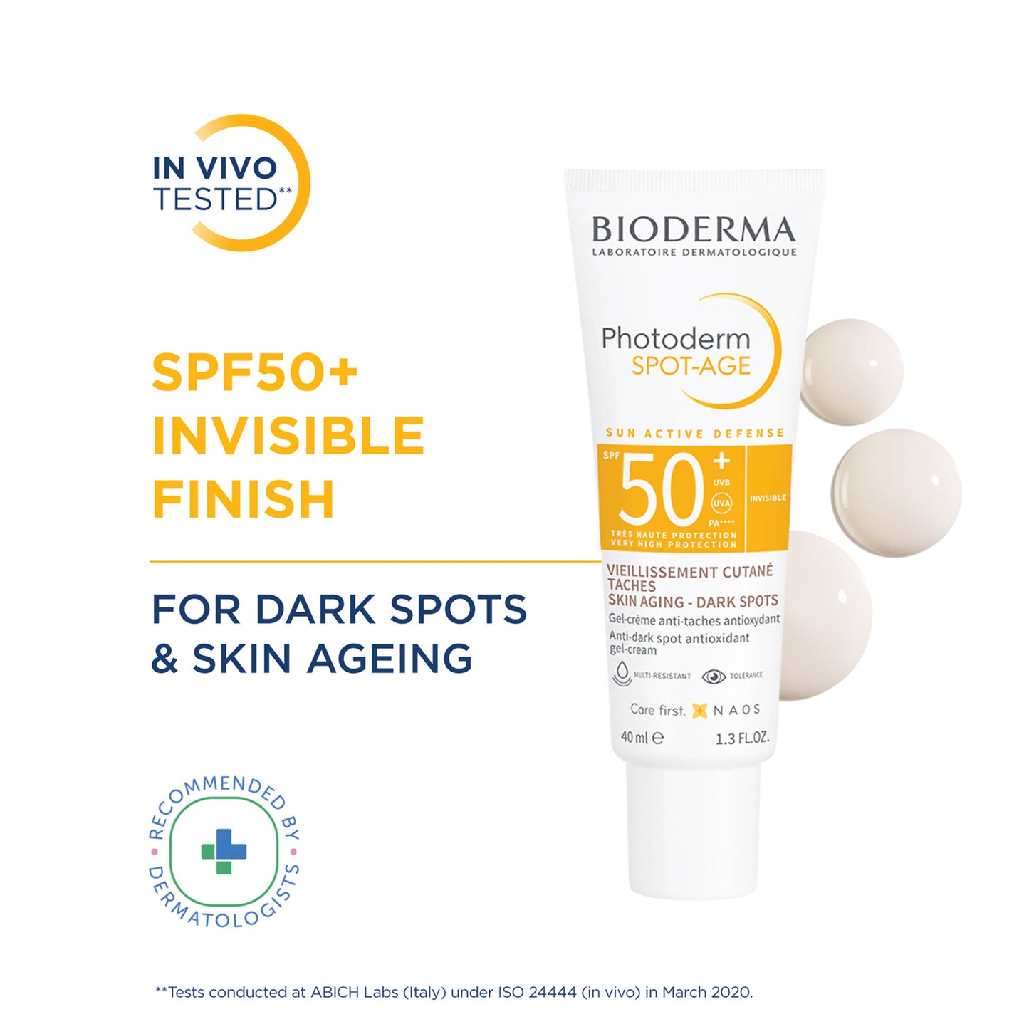 Bioderma Photoderm Spot-Age SPF 50+ PA++++ Anti-Ageing Sunscreen for Dark Spots | In Vivo Tested