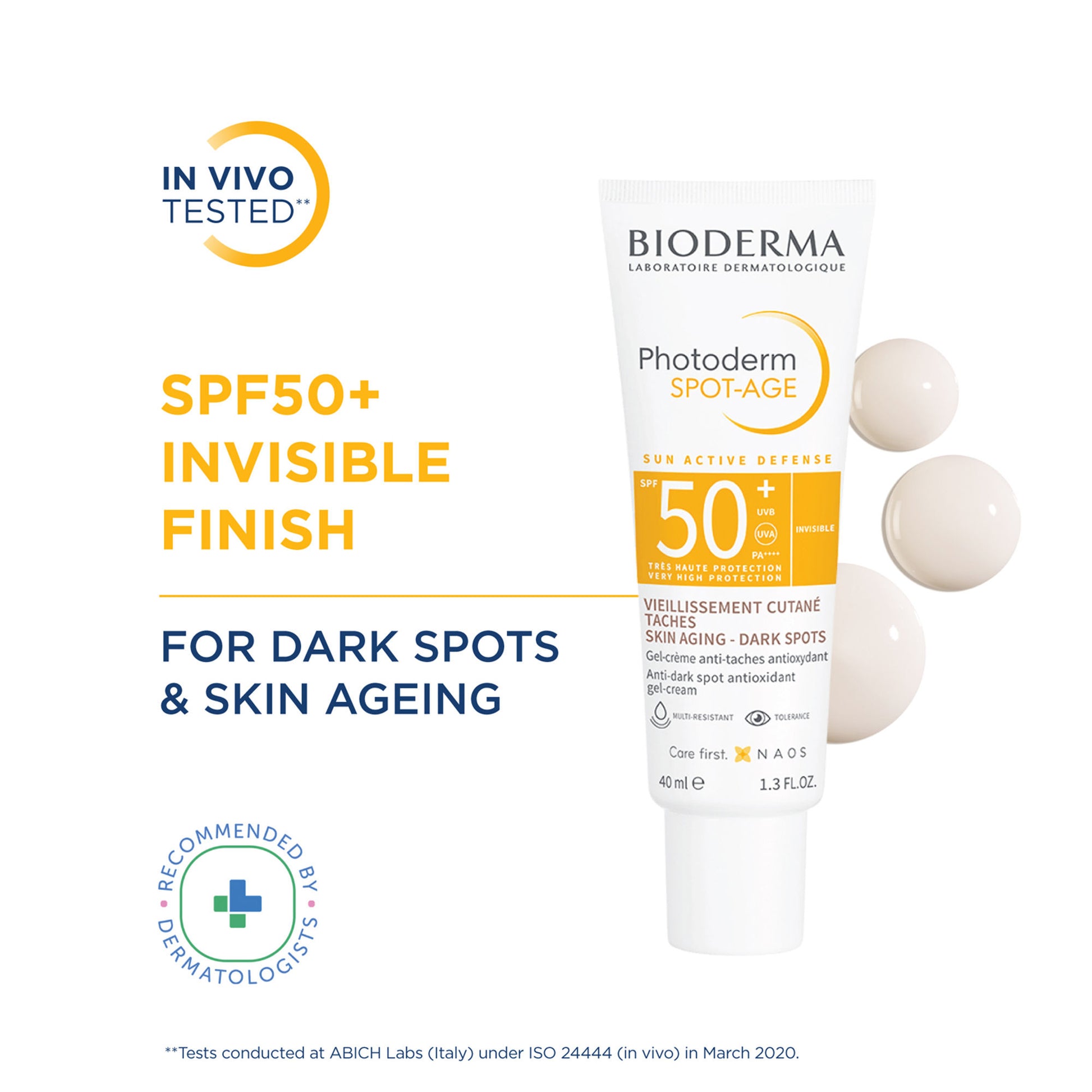 Bioderma Photoderm Spot-Age SPF 50+ PA++++ Anti-Ageing Sunscreen for Dark Spots | In Vivo Tested