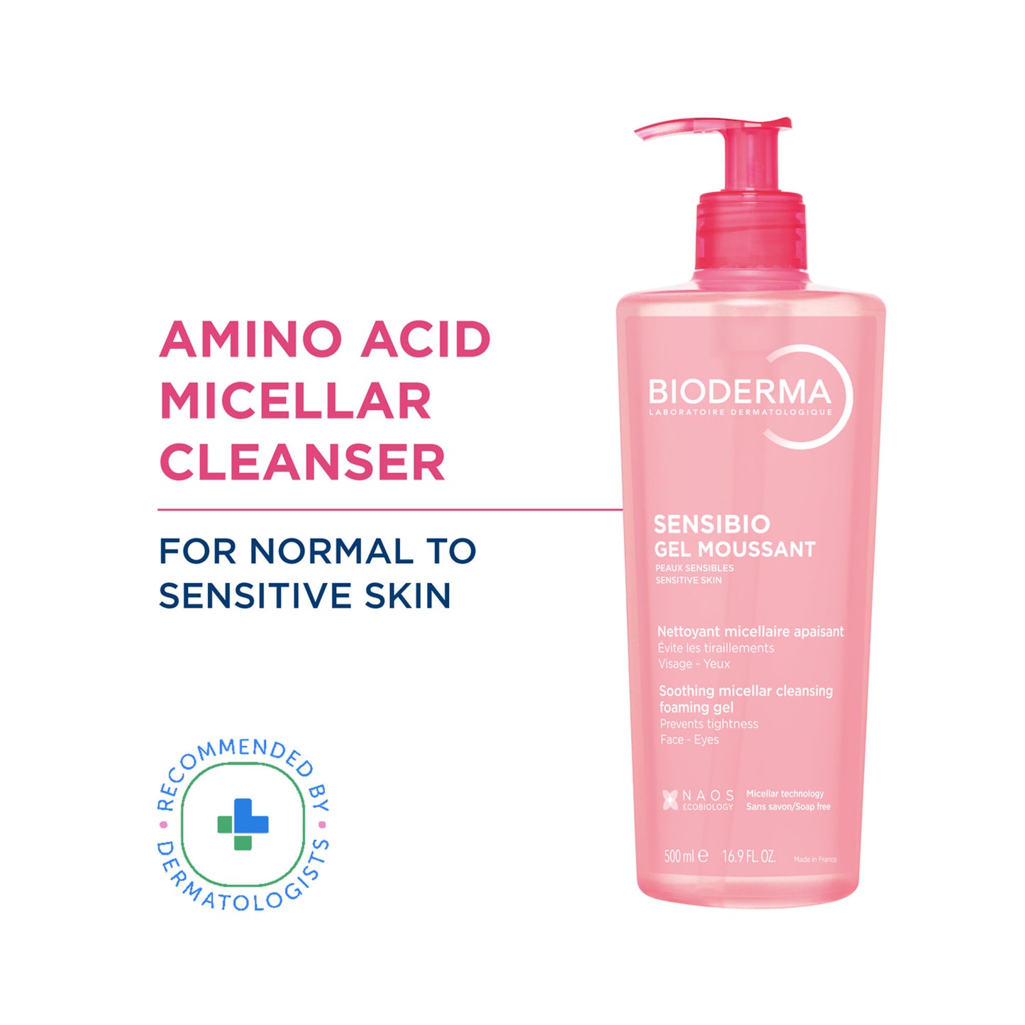 Bioderma Sensibio Gel Moussant SLS Free Cleanser With Vitamin E-24h Hydration-Micellar Gel