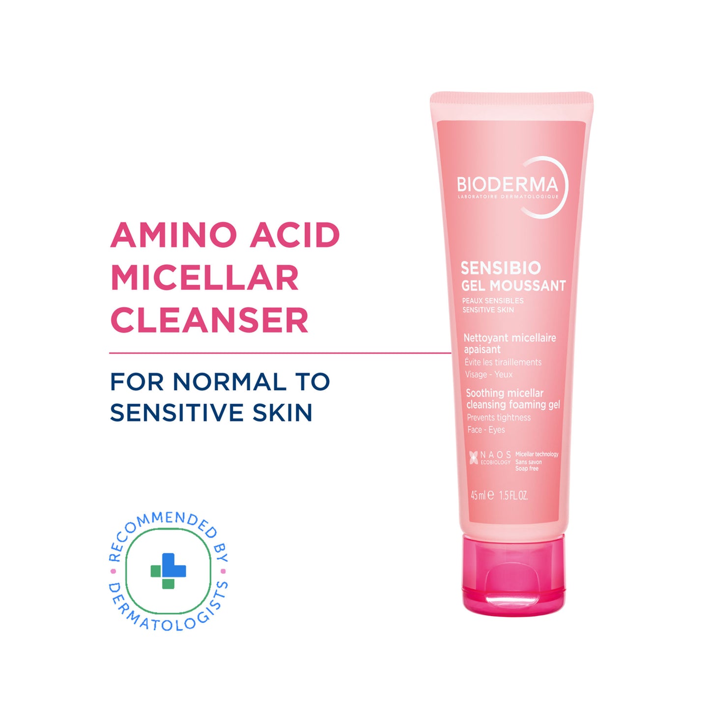 Bioderma Sensibio Gel Moussant SLS Free Cleanser With Vitamin E-24h Hydration-Micellar Gel