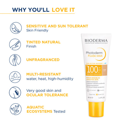 Bioderma Photoderm Fluide Max SPF 100 PA++++ Tinted Sunscreen for Sensitive Skin | In Vivo Tested