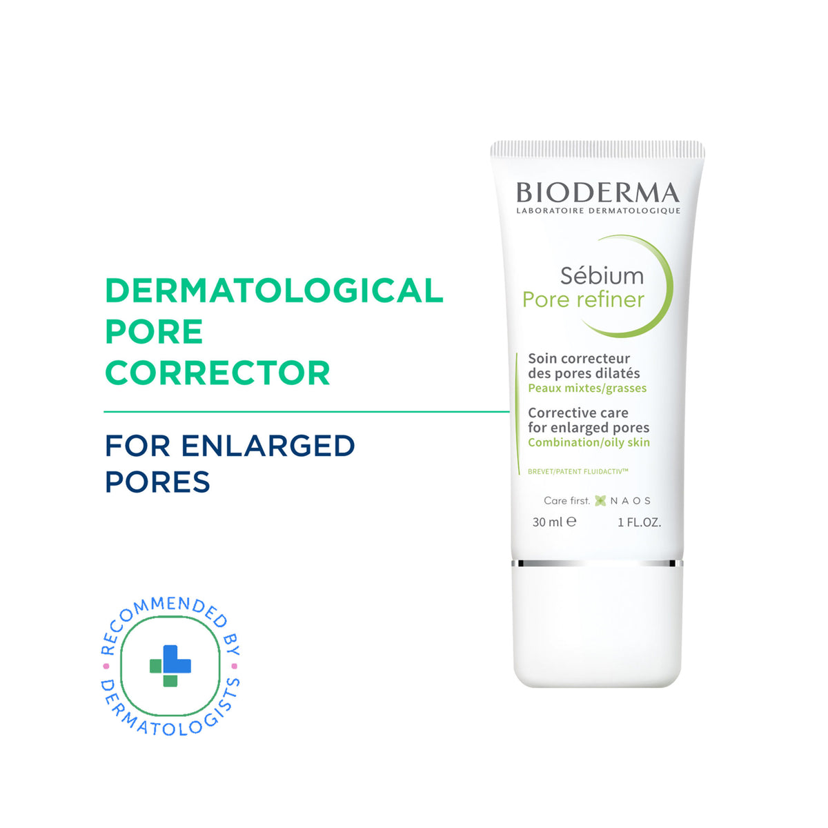 Bioderma Pore Corrector Sebium with Salicylic Acid for combination to oily skin, showing the product bottle and packaging