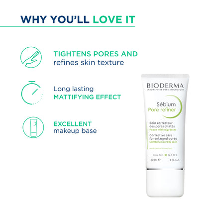 Bioderma Pore Corrector Sebium with salicylic acid for combination to oily skin, showing the product bottle and packaging.