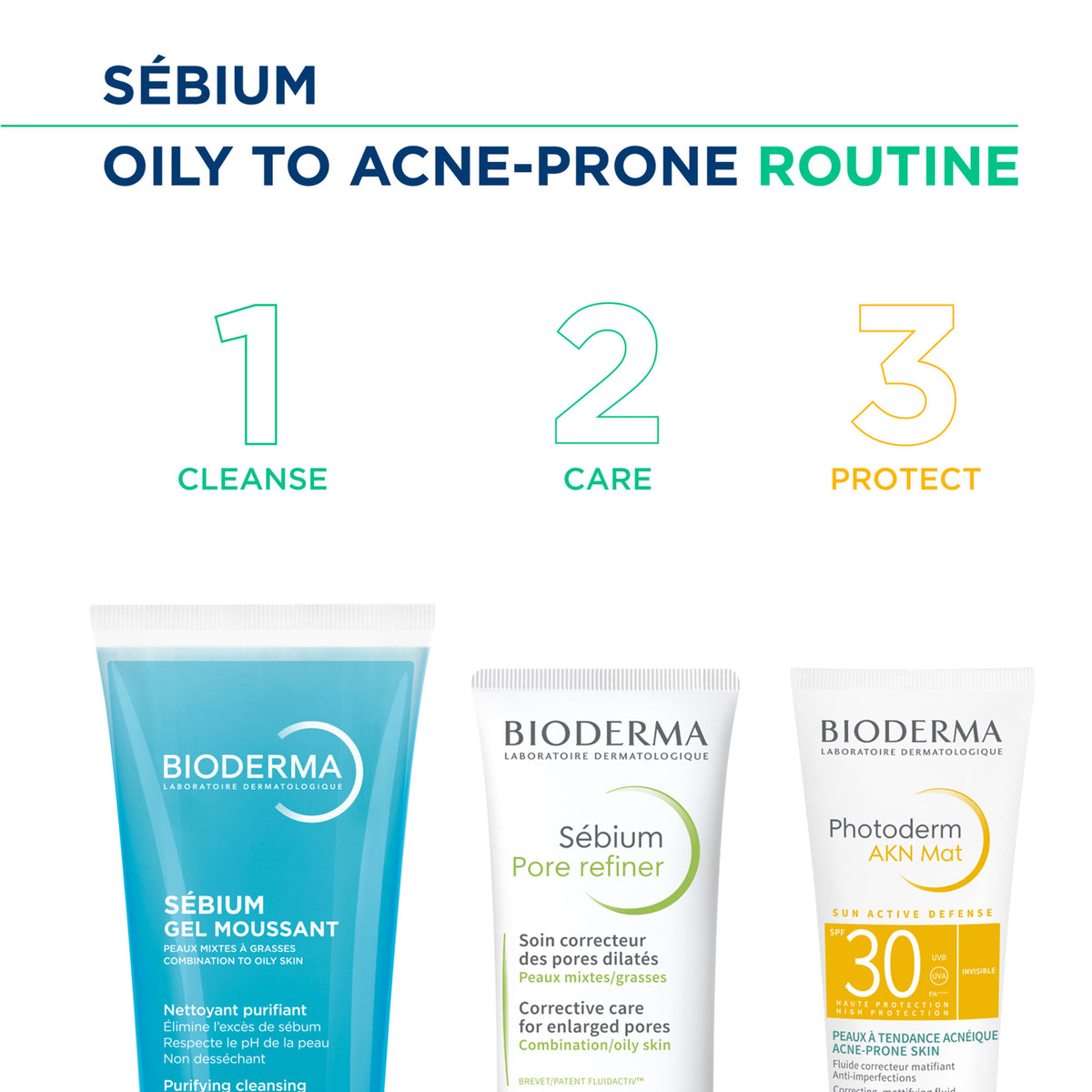 Bioderma Pore Corrector Sebium with salicylic acid for combination to oily skin, showing the product bottle and label.