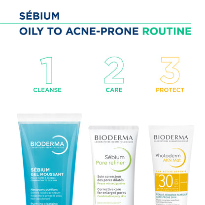 Bioderma Pore Corrector Sebium with salicylic acid for combination to oily skin, showing the product bottle and label.