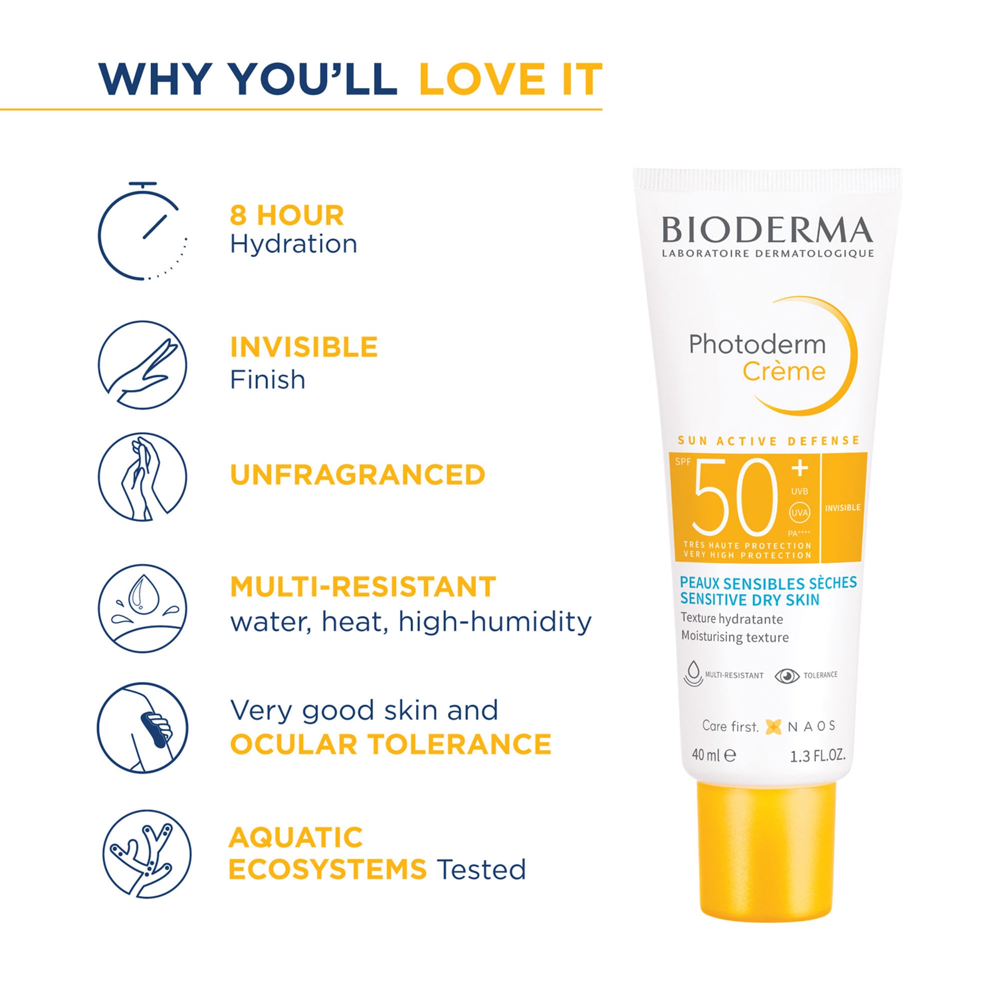 Bioderma Photoderm Crème SPF 50+ PA++++ Hydrating Sunscreen for Normal to Dry Skin | In Vivo Tested