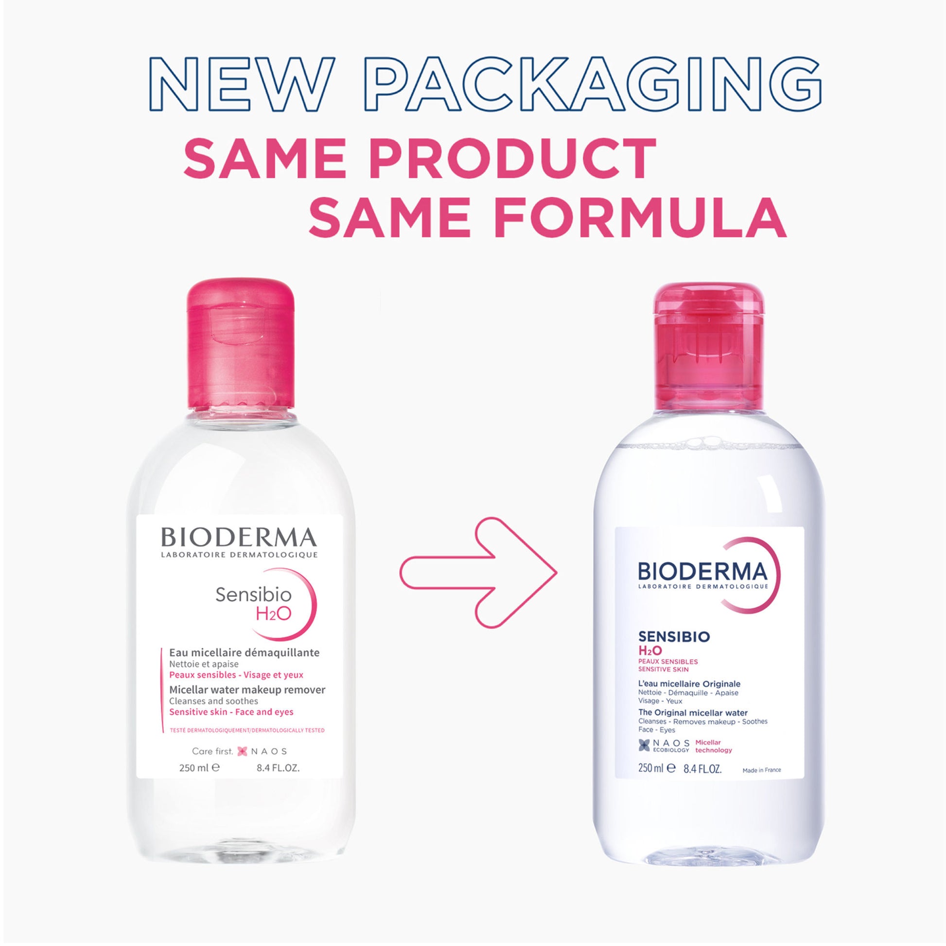 Bioderma Dermatological Micellar Water Sensibio H2O - Gently Removes Makeup Prevents Clogged Pores