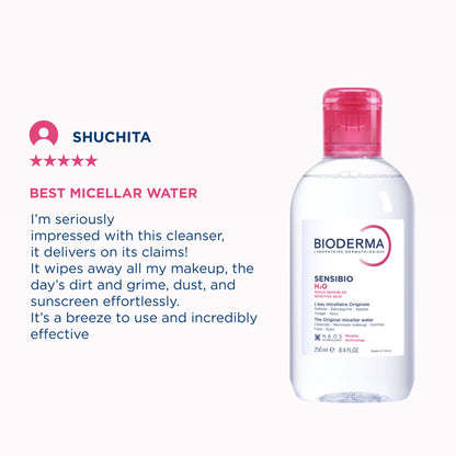 Bioderma Dermatological Micellar Water Sensibio H2O - Gently Removes Makeup Prevents Clogged Pores
