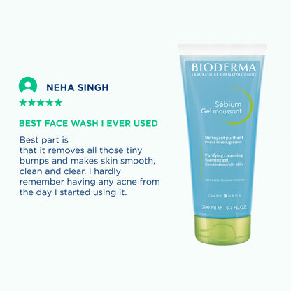 Bioderma Cleanser - Sebium Gel Moussant - Acne Defence Cleanser For Oily Acne Prone Skin