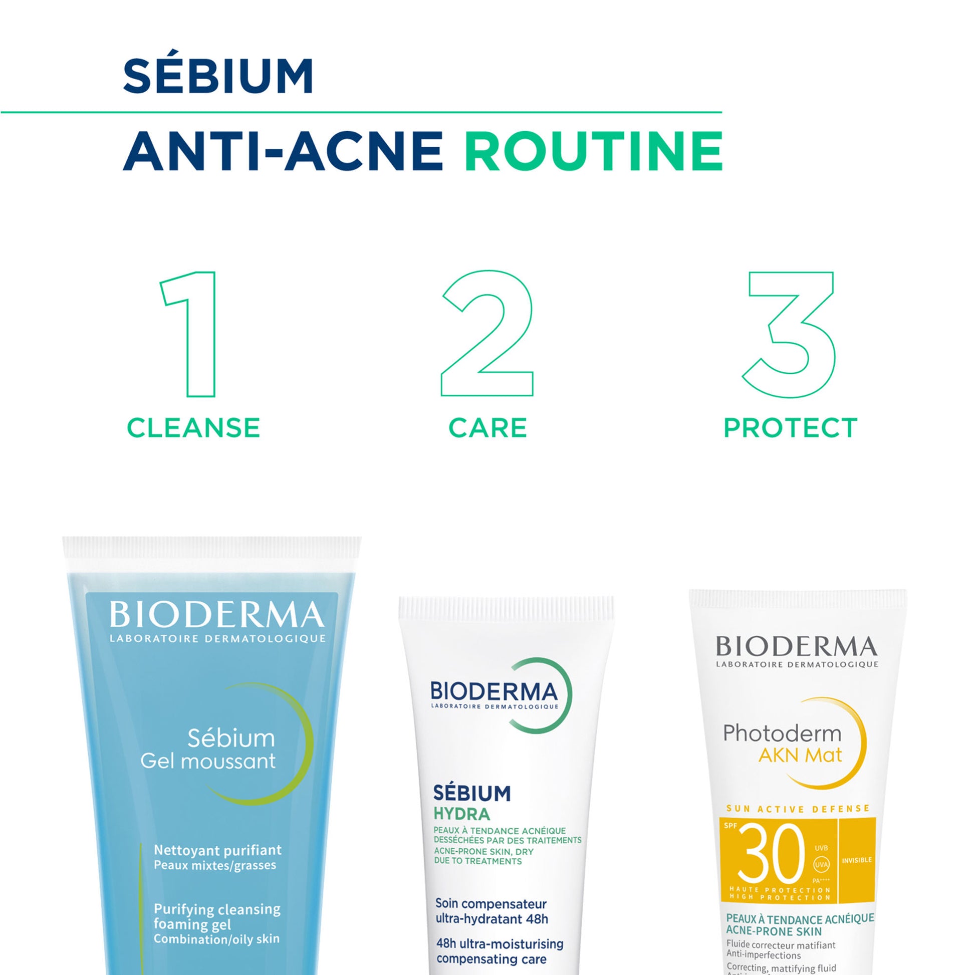 Bioderma Cleanser - Sebium Gel Moussant - Acne Defence Cleanser For Oily Acne Prone Skin