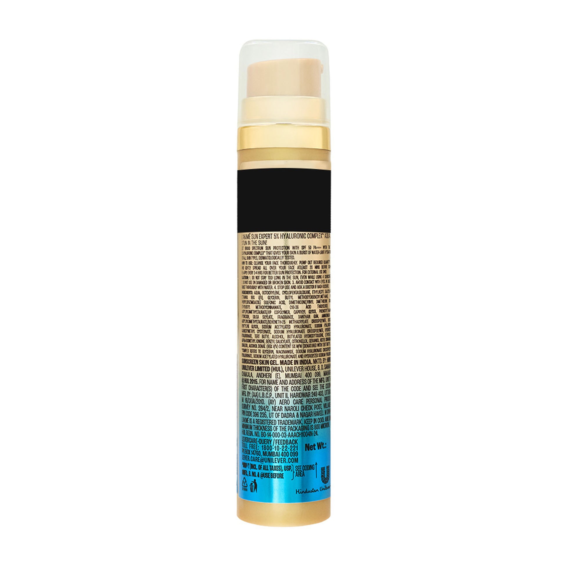 Lakme 5% Hyaluronic Water-light Sunscreen Gel SPF 50 PA++++ For Oily Skin, Plump & Hydrated skin