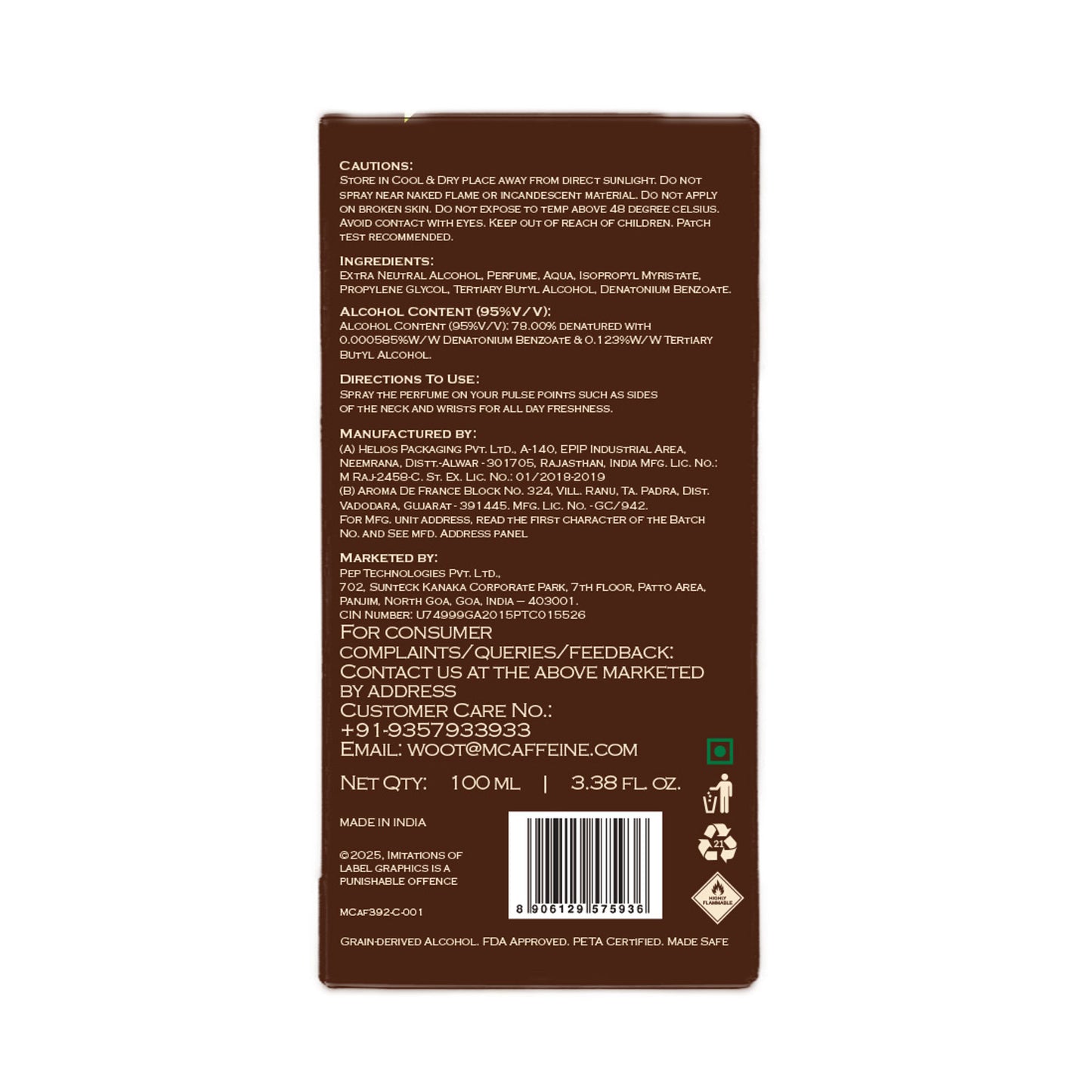 MCaffeine Fien Midnight In Bombay Eau De Perfume