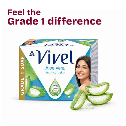 Vivel Aloe Vera Grade 1 Bathing Soap, Highest Soap Grade, 76% TFM, Vit E - 4 PCS