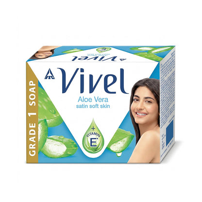 Vivel Aloe Vera Grade 1 Bathing Soap, Highest Soap Grade, 76% TFM, Vit E - 4 PCS