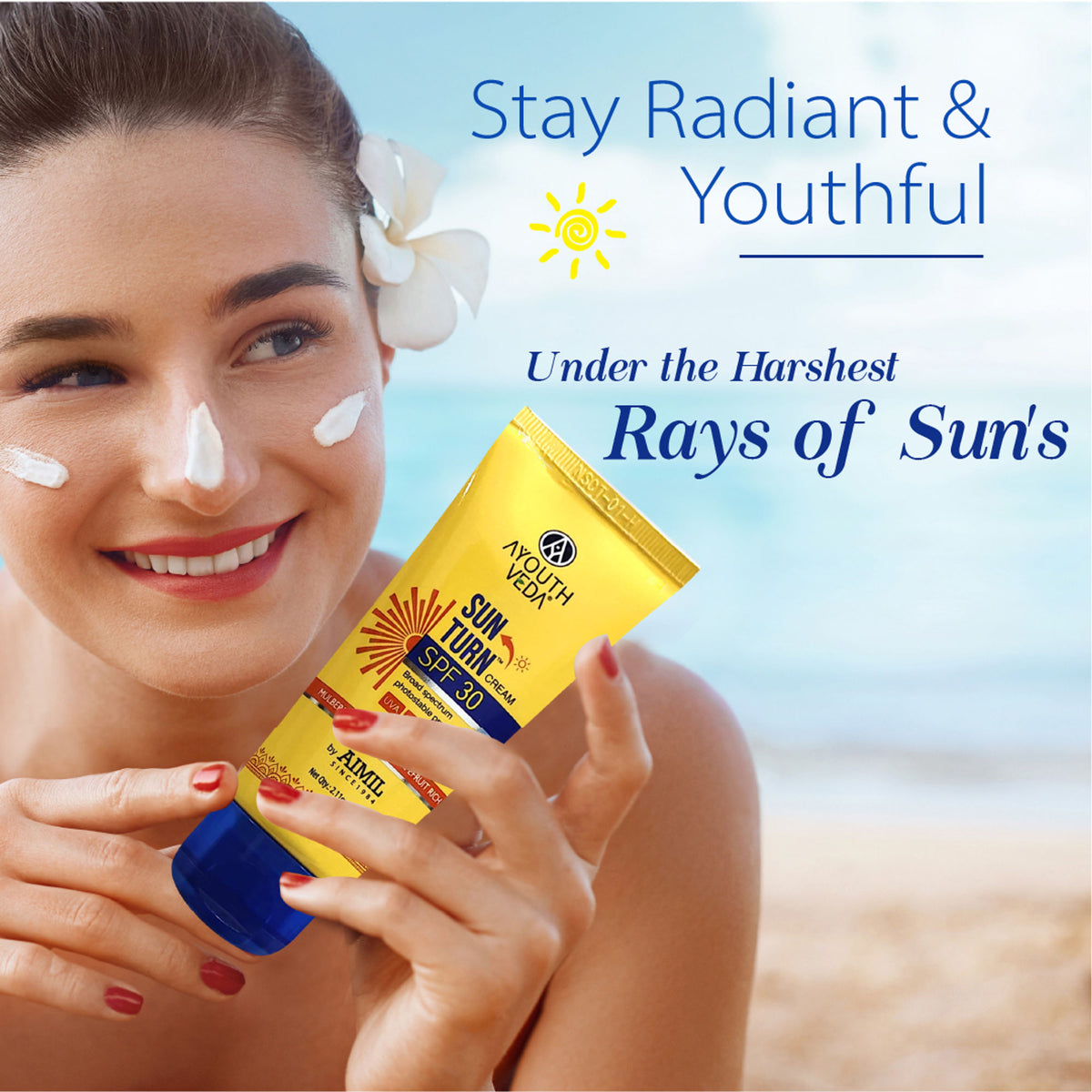 Ayouthveda Sun Turn SPF 30 Cream with Zinc Oxide & Aloe Vera to Protect & Prevent Tanning