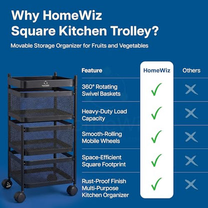 HomeWiz Square Kitchen Rack 3-Layer