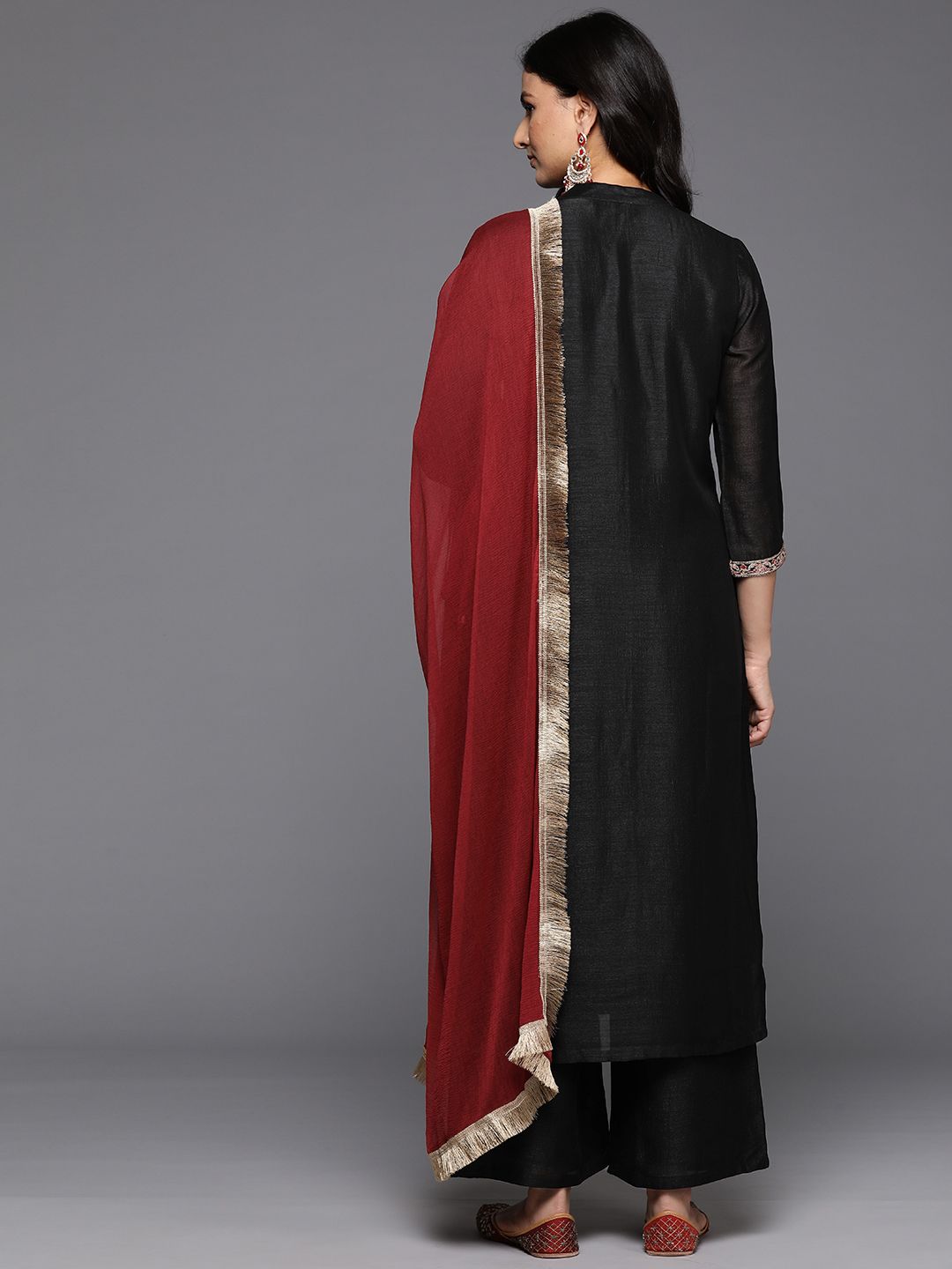 Indyancart VA Women's Ethnic Motifs Embroidered Regular Kurta with Palazzos & With Dupatta