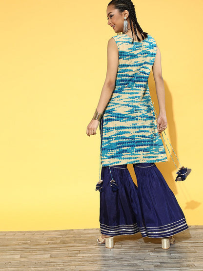 Ombre Cotton Blend Short Kurti with Sharara