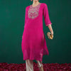 Dhiyona IE Ethnic Motifs Printed Sweetheart Neck Georgette Sequins Straight Kurtas
