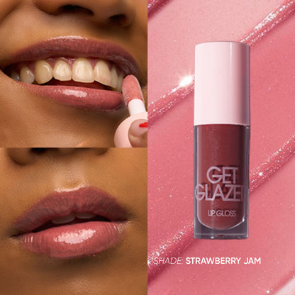 Flossy Cosmetics Lip Glaze High Shine and Pigment Lip Gloss Oil for Glossy and Fuller Lips - Strawberry Jam