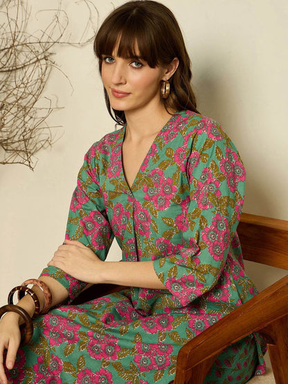 Women Ethnic Motifs Printed Pure Cotton Kurta with Trouser