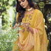 Dhiyona IE Yellow Yoke Design Thread Work Pure Cotton Kurta With Trousers & Dupatta