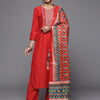 Indyancart VA Women's Ethnic Motifs Embroidered Sequinned Kurta with Trousers & Dupatta