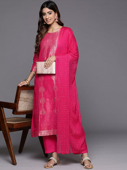 Indyancart VA Ethnic Motifs Jacquard Kurta with Palazzos & Dupatta