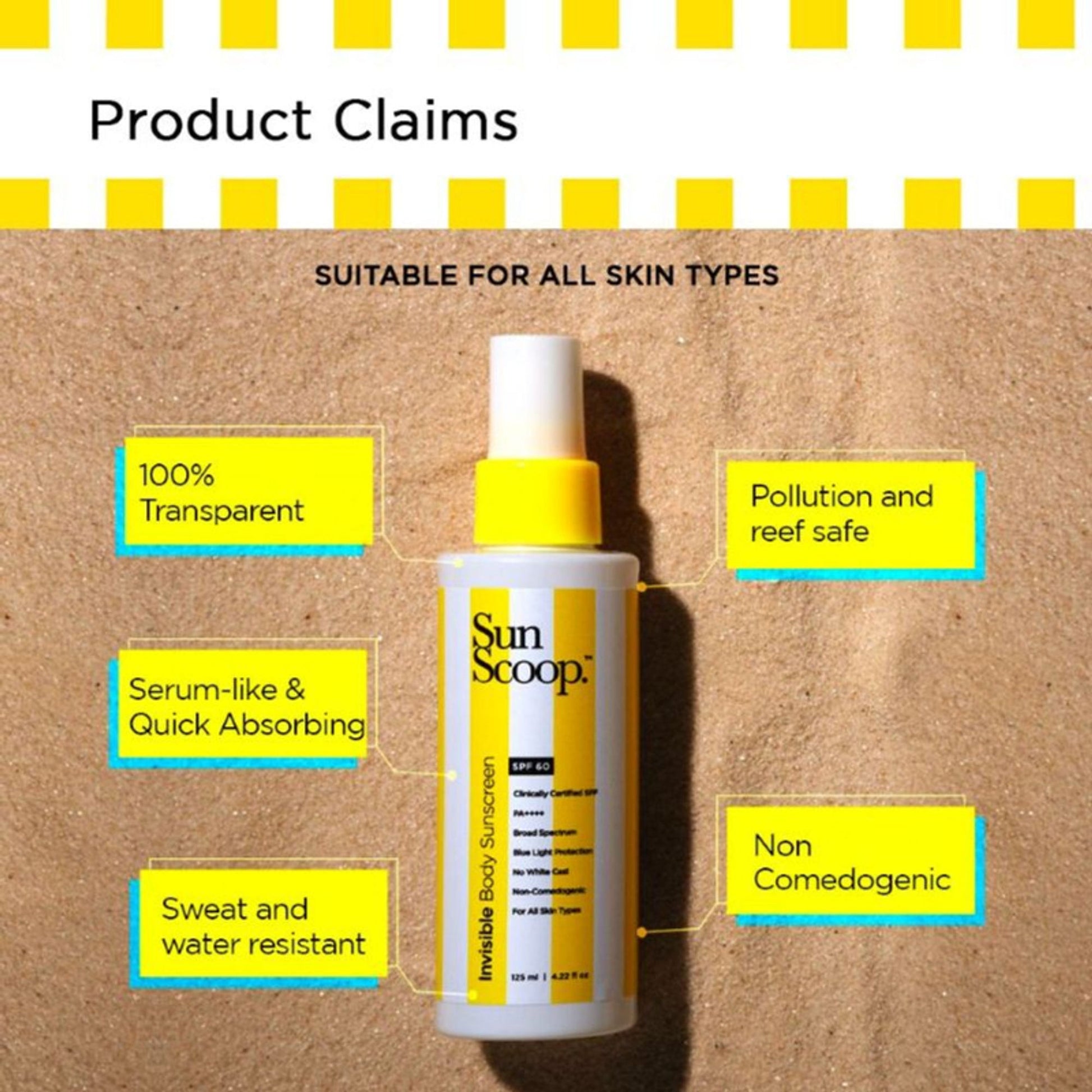 SunScoop Invisible Body Spray Sunscreen SPF 60 - Broad Spectrum, No White Cast & Non Comedogenic