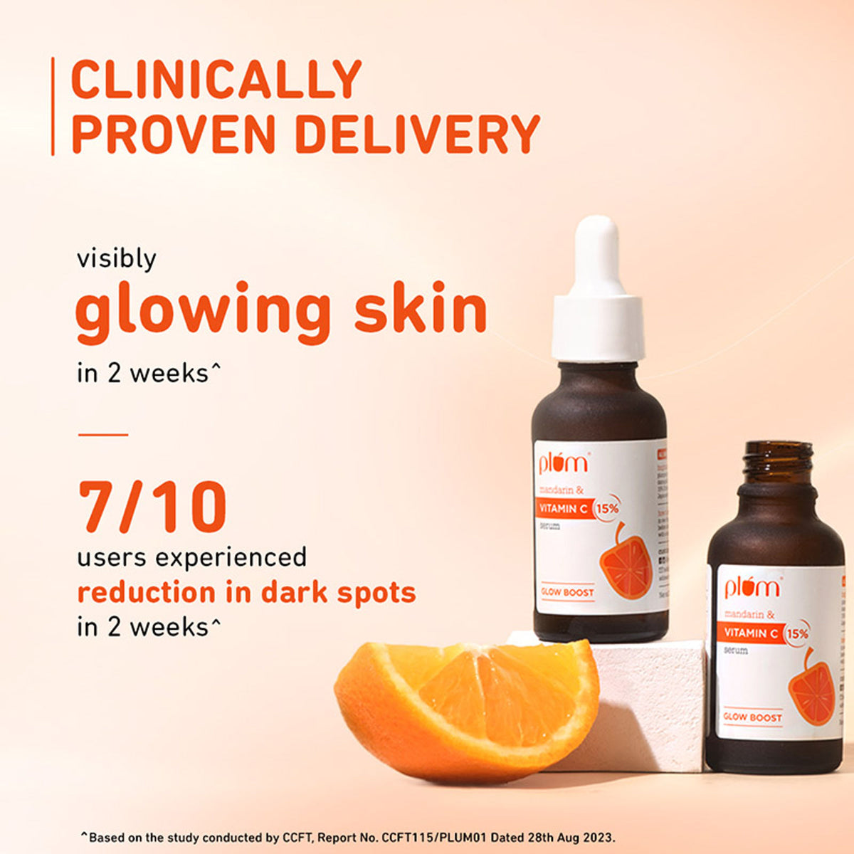 Plum 15% Vitamin C Glow Face Serum - Dermat Tested To Fight Dark Spots- Pigmentation & Dull Skin